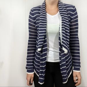 Cynthia Rowley Striped Linen Open Cardigan Sweater Small